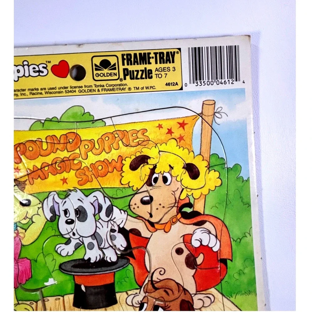 Vintage 1986 Pound Puppies Magic Show Golden Frame-Tray Puzzle Tonka 4612A